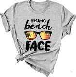 Women Resting Beach Face T-Shirt Women Beach Graphic Shirt Summer Beach Shirt