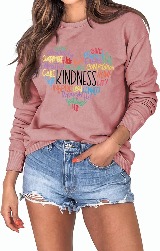 Women Kindness Love Heart Sweatshirt Long Sleeve Shirt