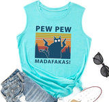 Femmes Pew Pew Madafakas Tank Funny Pew Pew Cat Shirt