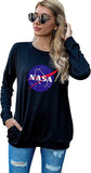 vintage NASA Gift Shirt Femmes NASA Space Blouse graphique à manches longues avec poches