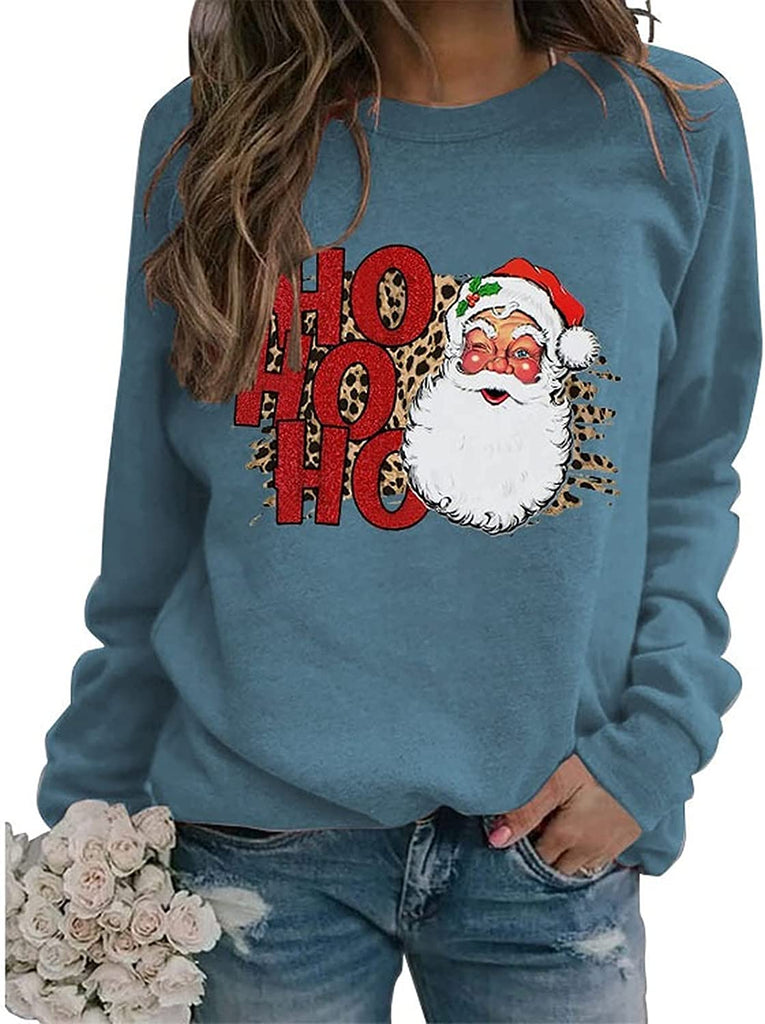 Damen Vintage Weihnachtsmann Sweatshirt Ho Ho Ho Frohe Weihnachten Shirt