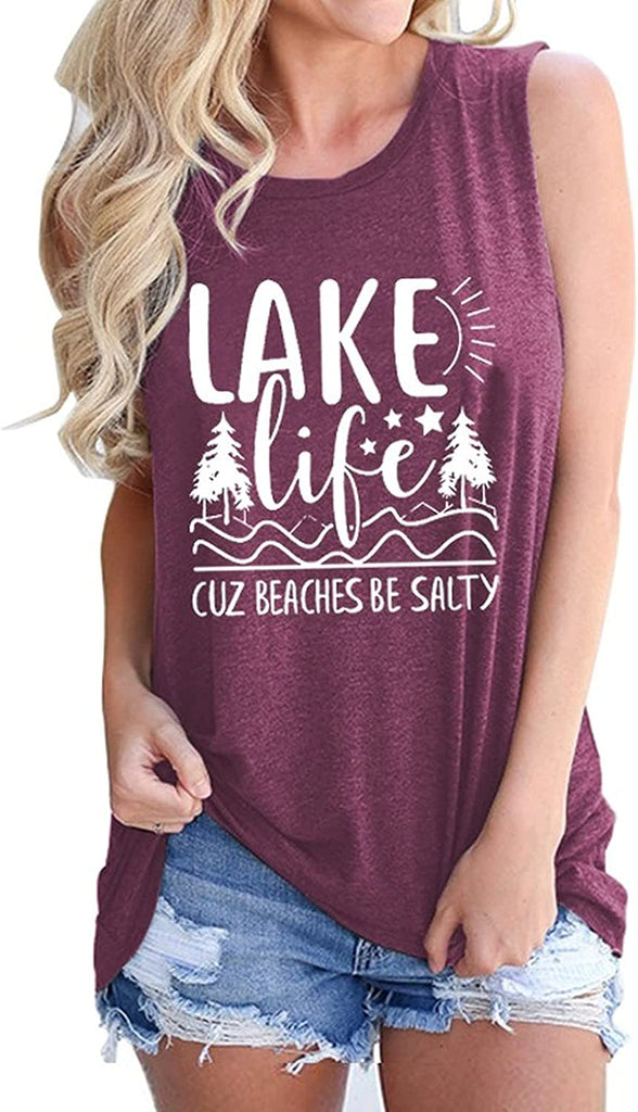 Chemise humoristique pour femmes, Lake Life, parce que les plages sont salées, chemise graphique Lake Life