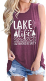 Chemise humoristique pour femmes, Lake Life, parce que les plages sont salées, chemise graphique Lake Life