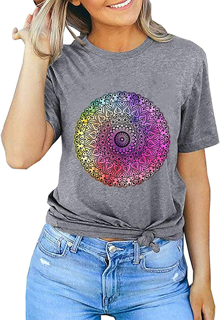 Women Mandala T-Shirt Bohemian Women T-Shirt