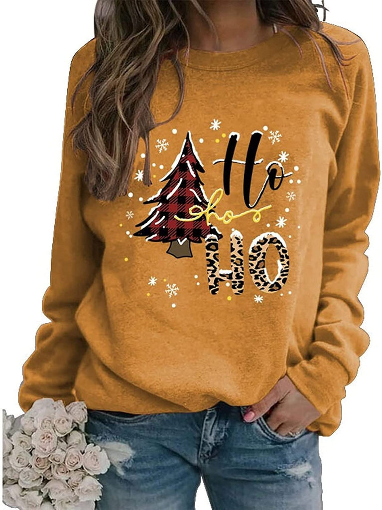 Sweat-shirt de noël pour femmes, chemise graphique avec arbre de noël et flocon de neige