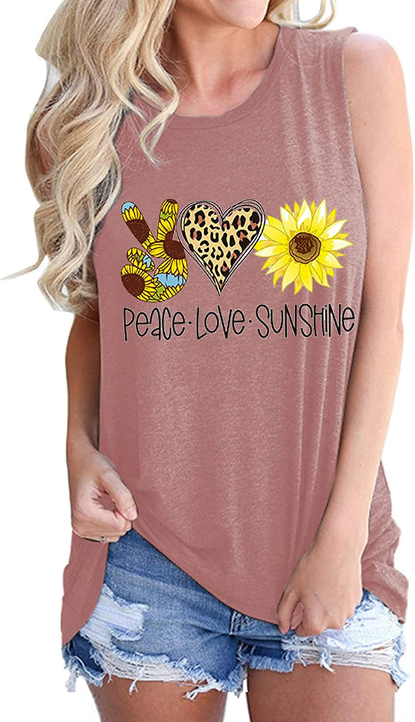 Femmes Peace Love Tournesols Débardeurs Sunshine Shirt
