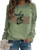 Women Band Mom Shirt Long Sleeve Leopard Graphic Sweatshirt