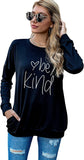 Chemise cadeau Be Kind Heart pour femme, manches longues, chemisier tendance avec poches