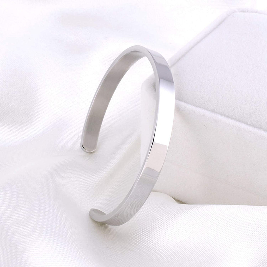 Bracelets à manchette ouverte pour femmes, bijoux de bras d'amitié en acier inoxydable, gravure personnalisée du nom et de la Date pour maman et fille, 6mm