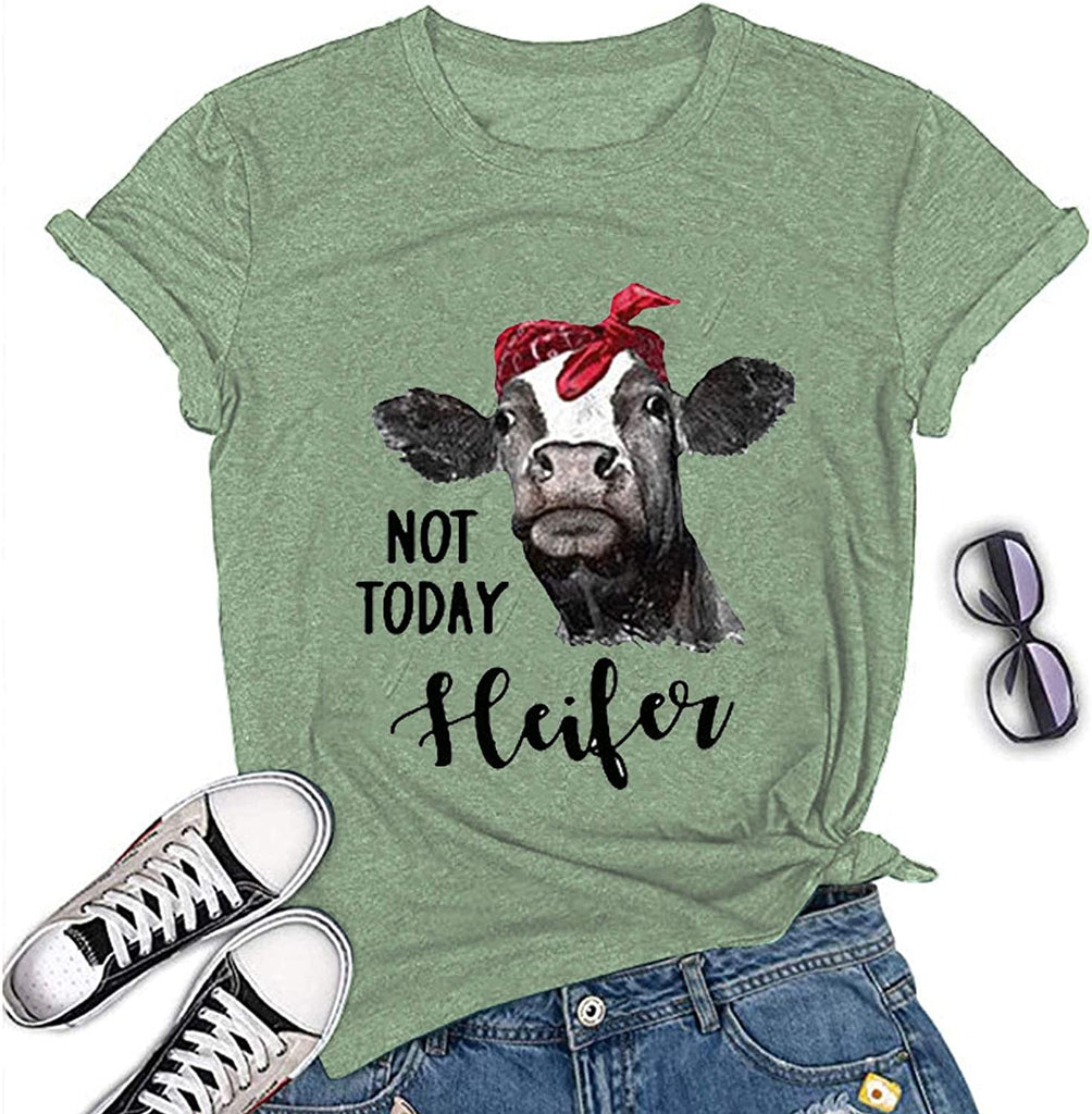 Women Not Today Heifer T-Shirt Cow Graphic Shirt