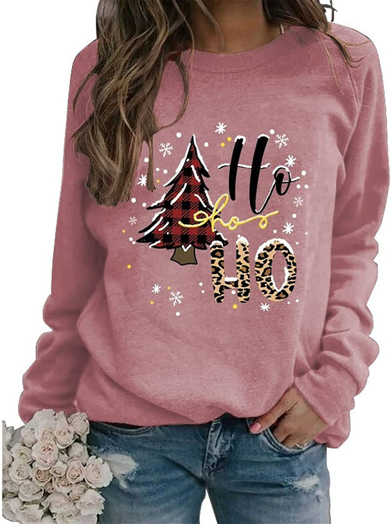 Sweat-shirt de noël pour femmes, chemise graphique avec arbre de noël et flocon de neige