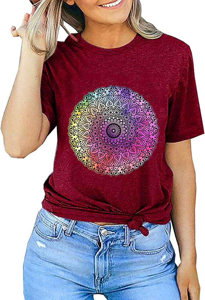 Women Mandala T-Shirt Bohemian Women T-Shirt