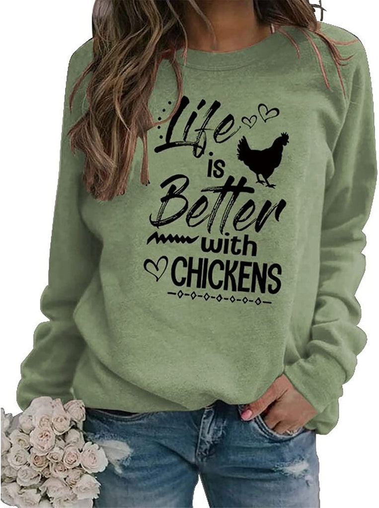 Sweat-shirt pour femmes, amoureux du poulet, la vie est meilleure avec des poulets