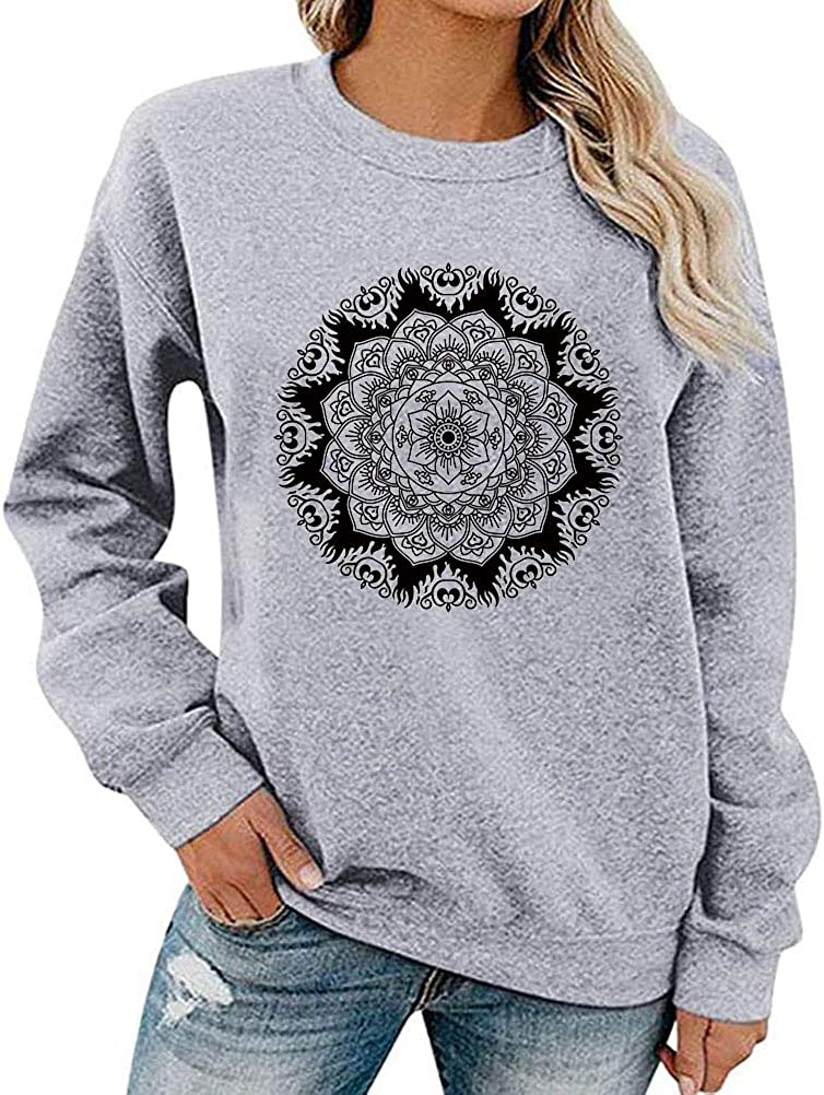 Women Long Sleeve Mandala Sweatshirt Bohemian Shirt