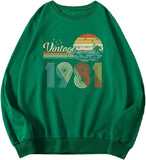 Sweatshirt mit Vintage-Motiv „1981“ für Damen, 40 Jahre alt, Geburtstagsgeschenk, Langarmshirt