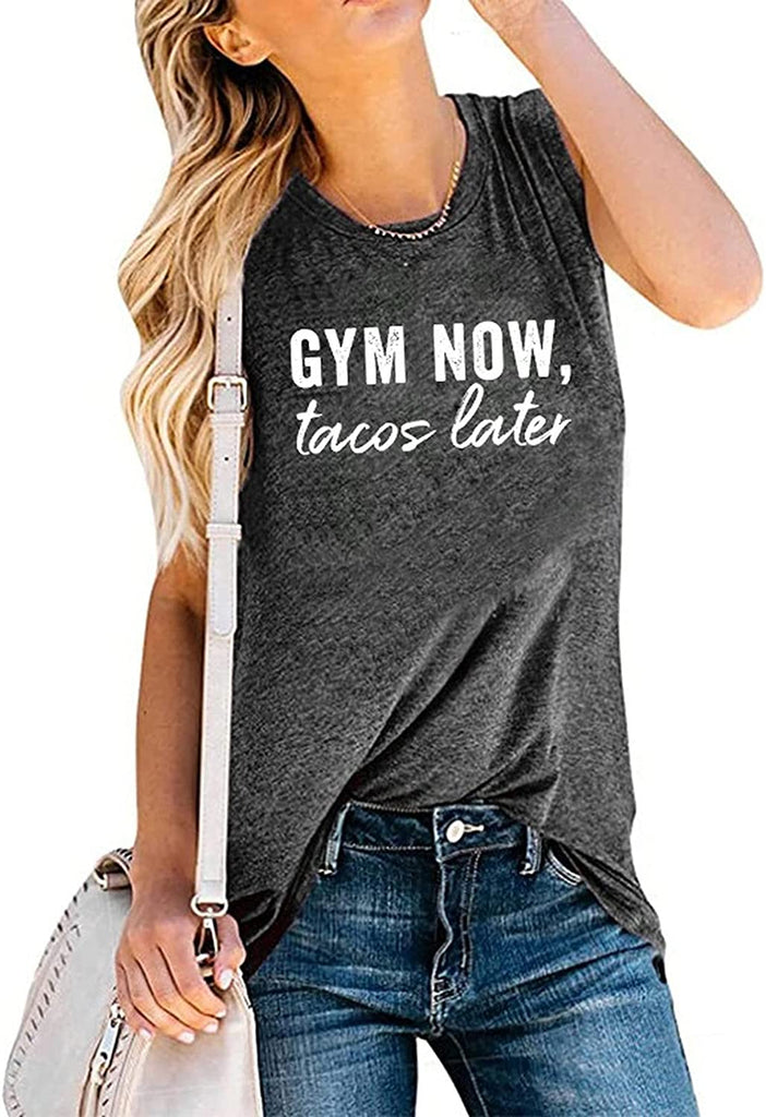 Femmes Gym maintenant Tacos plus tard débardeur drôle chemise d'entraînement
