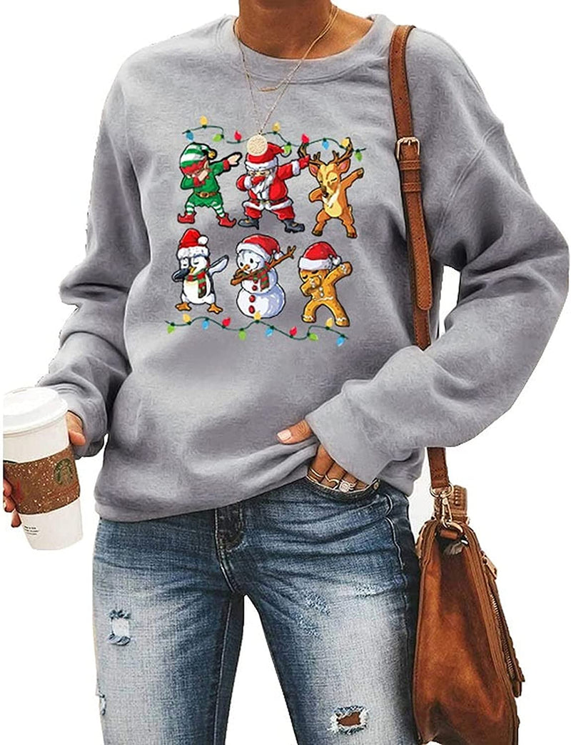 Femmes Santa Squad bonhomme de neige fille avec nœud cerf sweat chemise de noël