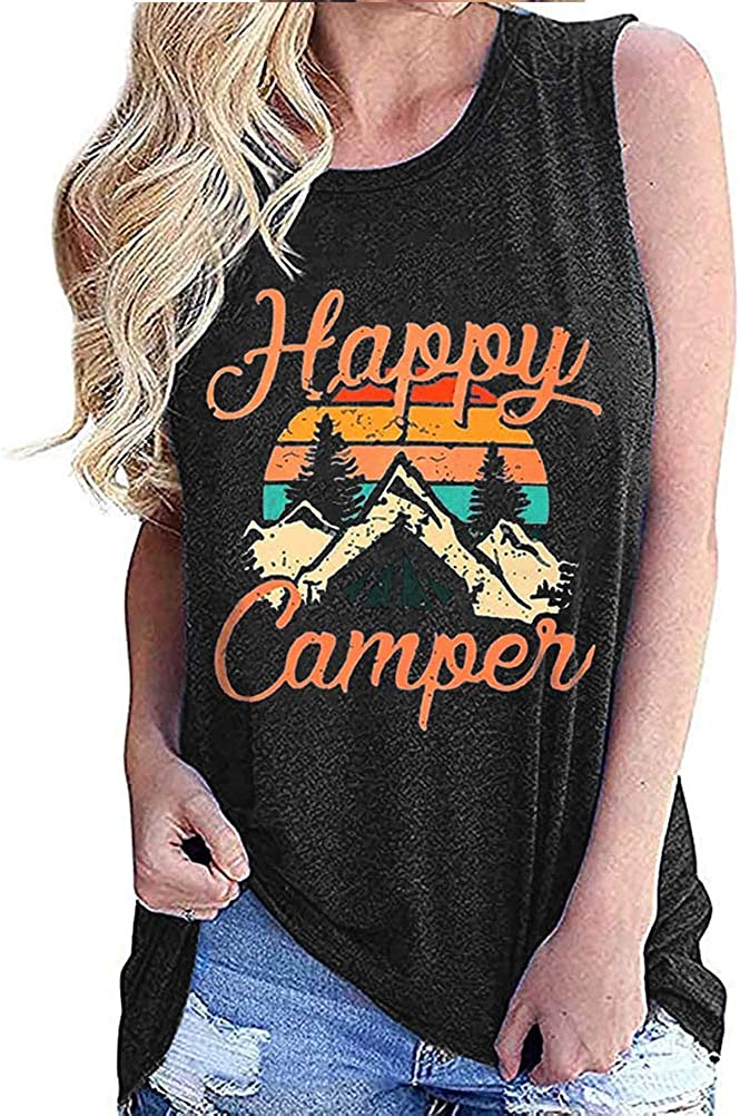 Débardeur Happy Camper pour femmes, t-shirt de Camping