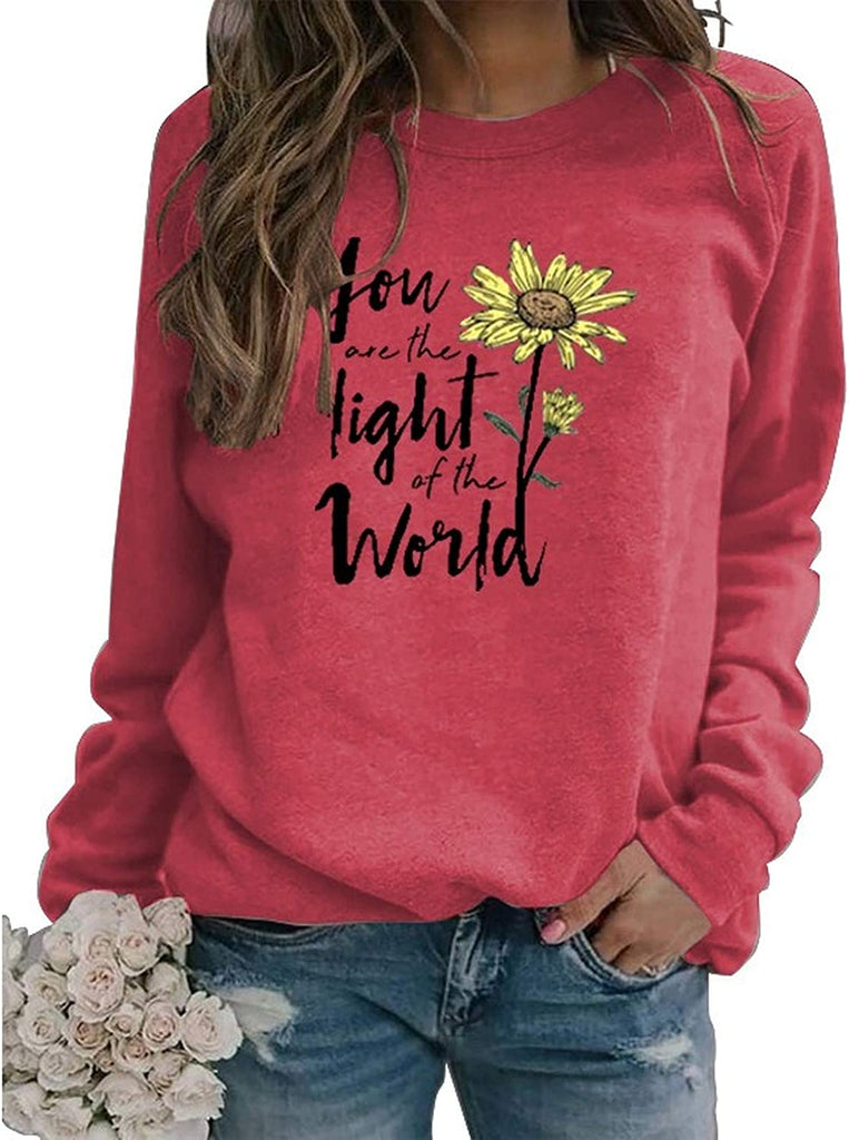 Sweat-shirt à manches longues pour femmes, vous êtes la lumière du monde, sweat-shirt tournesol
