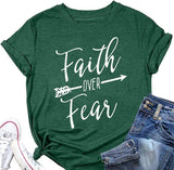 Women Faith Over Fear Shirt Religious Inspirational Christian T-Shirt