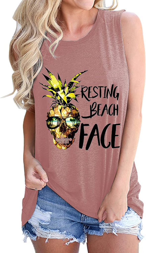 Femmes repos plage visage chemise femmes ananas débardeurs