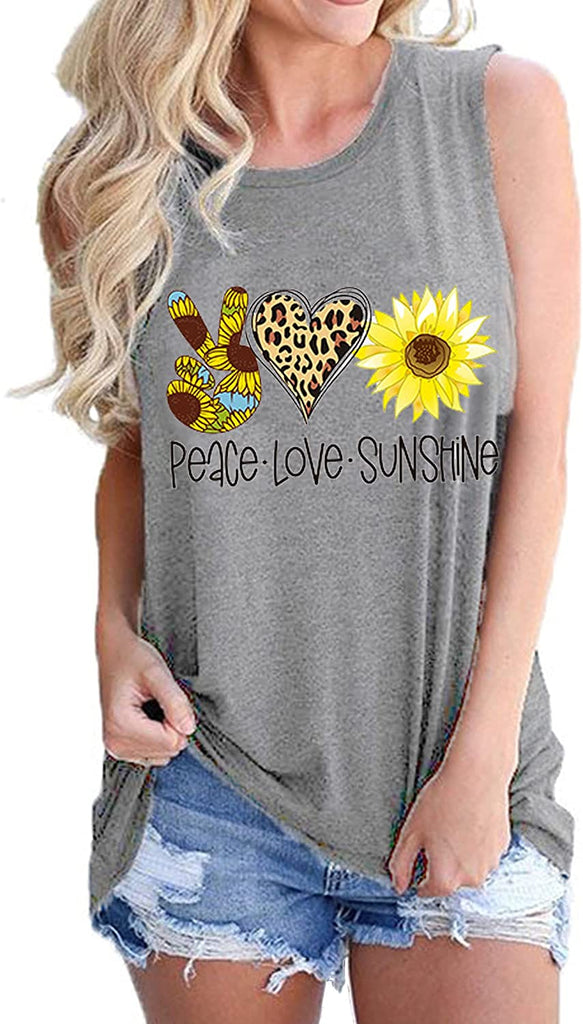 Femmes Peace Love Tournesols Débardeurs Sunshine Shirt