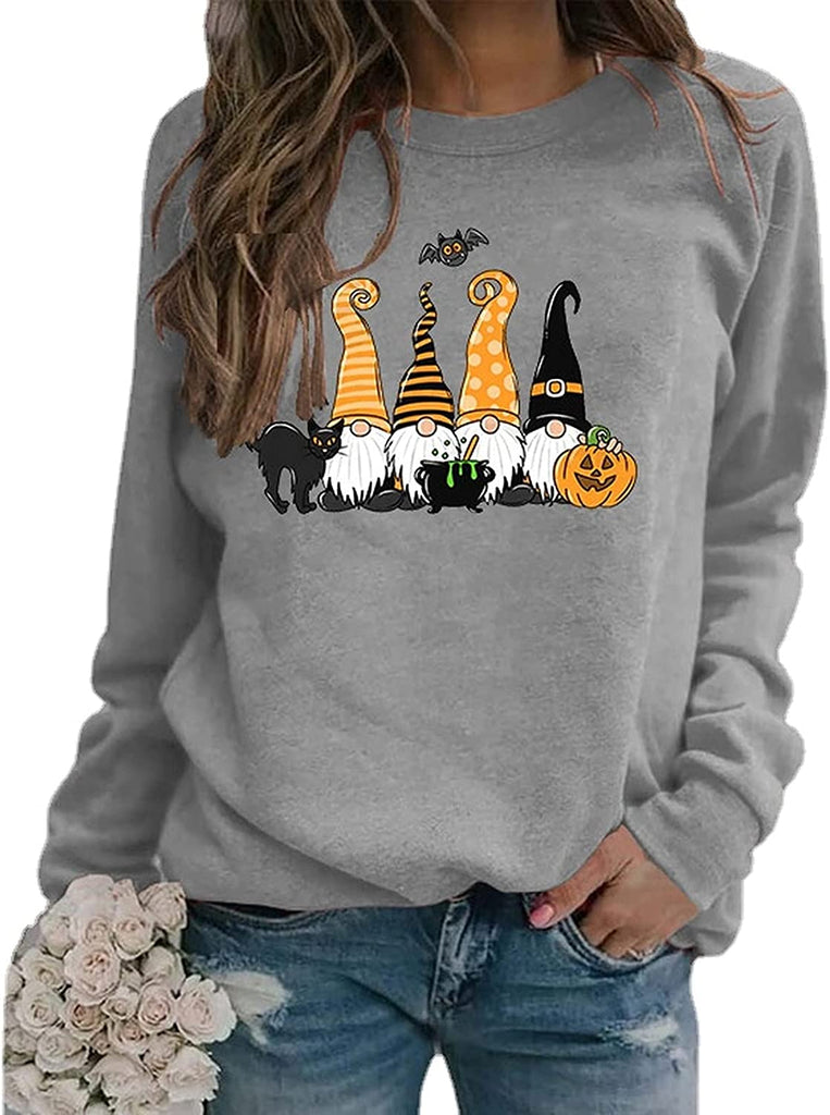 Sweat-shirt pour femme, Costume d'halloween, chat noir, Gnome, citrouille, chauve-souris