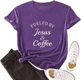 Women Fueled by Jesus and Coffee T-Shirt Christian Shirt
