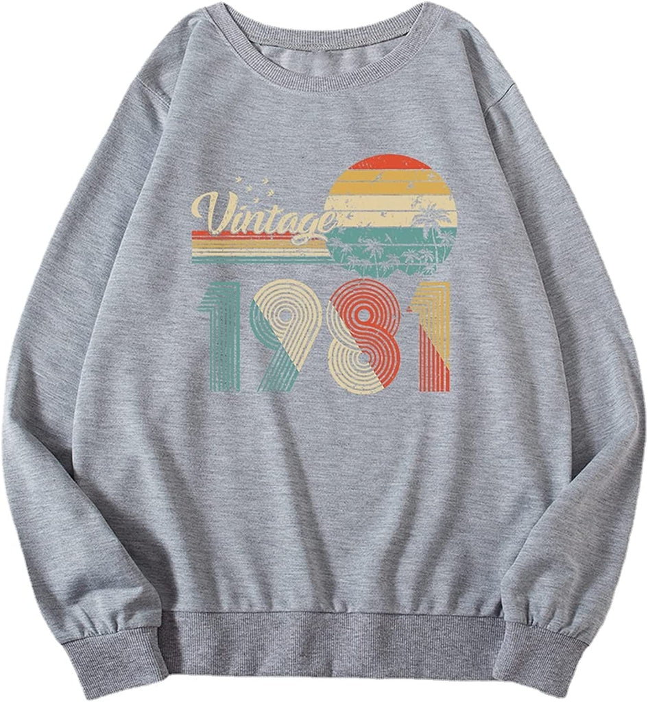 Sweatshirt mit Vintage-Motiv „1981“ für Damen, 40 Jahre alt, Geburtstagsgeschenk, Langarmshirt
