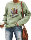 Sweat-shirt de noël à carreaux de buffle pour femmes, vêtements de joyeux arbre de noël