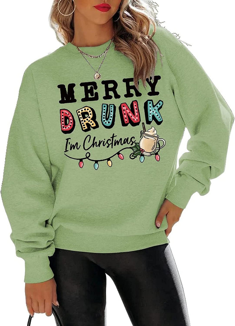 Merry Drunk I'm Christmas Sweatshirt Femme Chemise légère de Noël