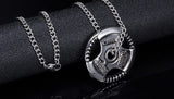 Men's Fitness Jewelry Dumbbell Charm Sport Barbell Pendant Biker Box Chain Necklace Stainless Steel Necklace