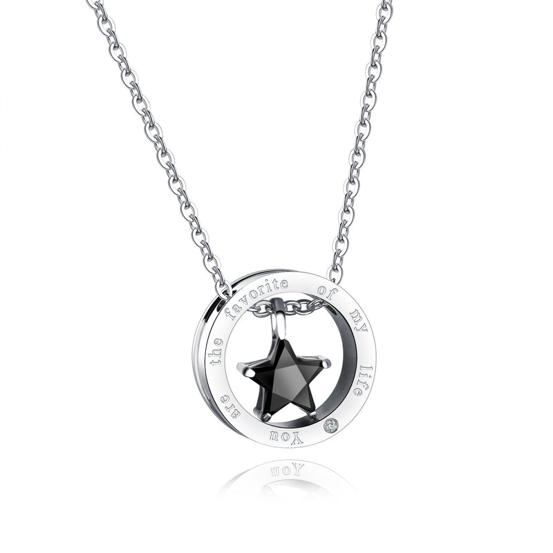 NEHZUS Großhandel Halskette aus Titanstahl mit Sternkreis für Paare, Mini-Pentagramm mit Diamant-Halskette für Männer und Frauen
