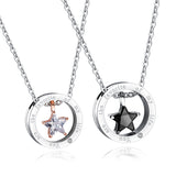 NEHZUS Großhandel Halskette aus Titanstahl mit Sternkreis für Paare, Mini-Pentagramm mit Diamant-Halskette für Männer und Frauen