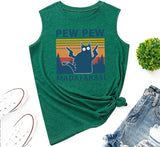 Femmes Pew Pew Madafakas Tank Funny Pew Pew Cat Shirt