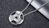 Men's Fitness Jewelry Dumbbell Charm Sport Barbell Pendant Biker Box Chain Necklace Stainless Steel Necklace