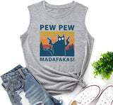 Femmes Pew Pew Madafakas Tank Funny Pew Pew Cat Shirt