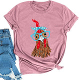 T-Shirt Bandana pour femmes, poulet avec lunettes, mignon poulet