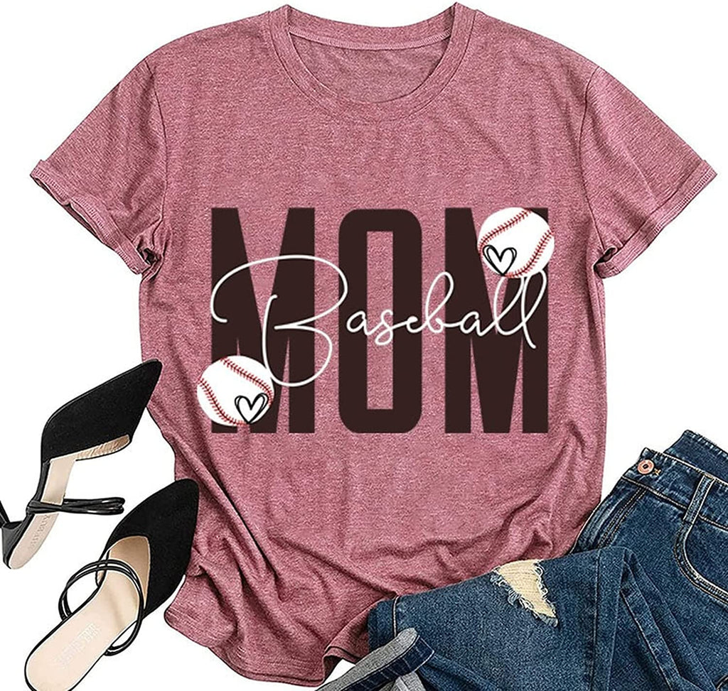 Baseball Mom T-Shirt Baseball Mom Shirt for Women Baseball Graphic Tee Shirt