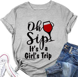 Girls Trip Shirt Women Oh Sip It's A Girl's Trip Graphic Tees