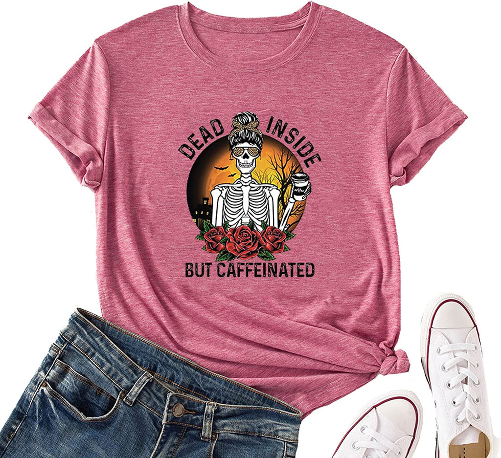 Dead Inside But Caffeinated Sunflower Women Long Sleeve Sweatshirt Skull Shirt for Women