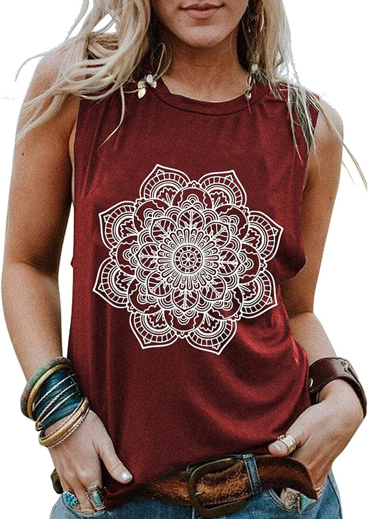 Débardeur Mandala pour femmes, chemise bohème pour femmes