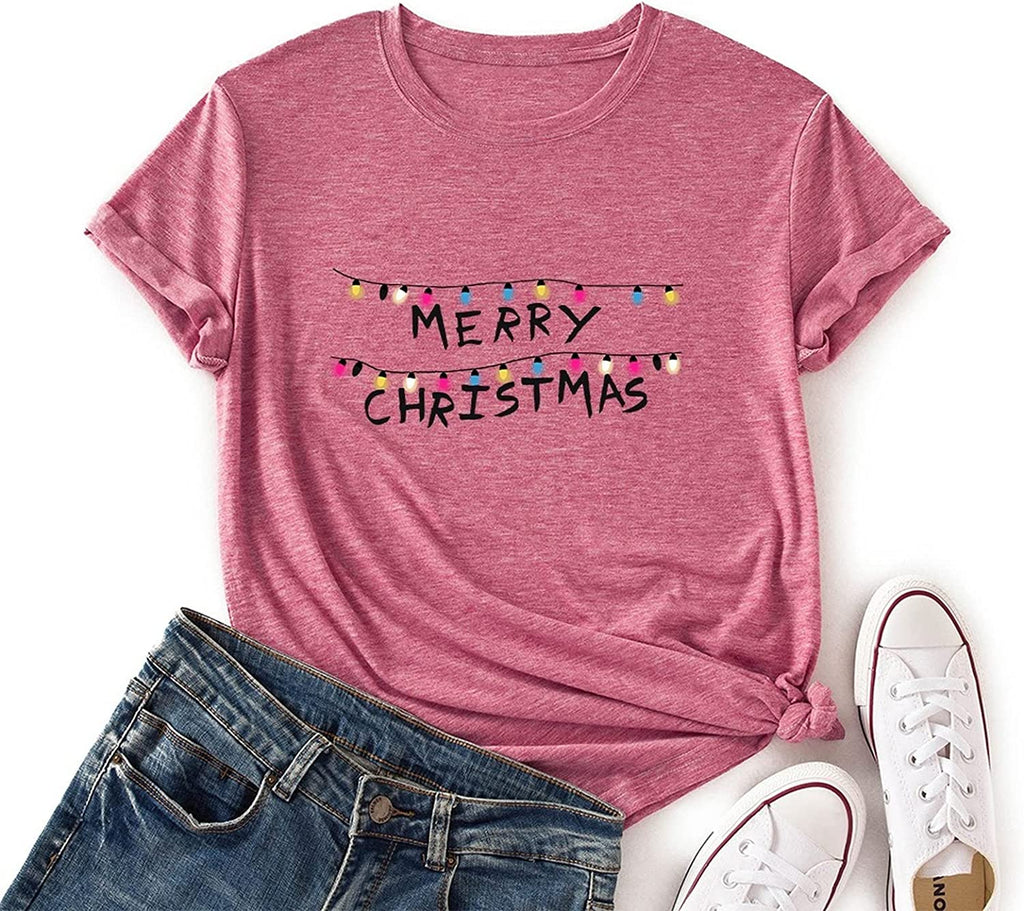 Women Merry Christmas T-Shirt Christmas Lights Shirt