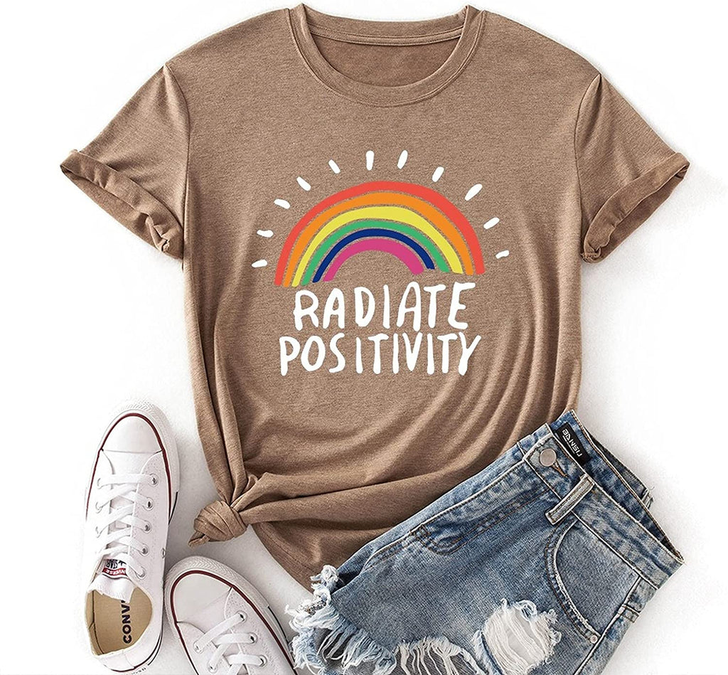 Women Radiate Positivity T-Shirt Rainbow Gift Shirt