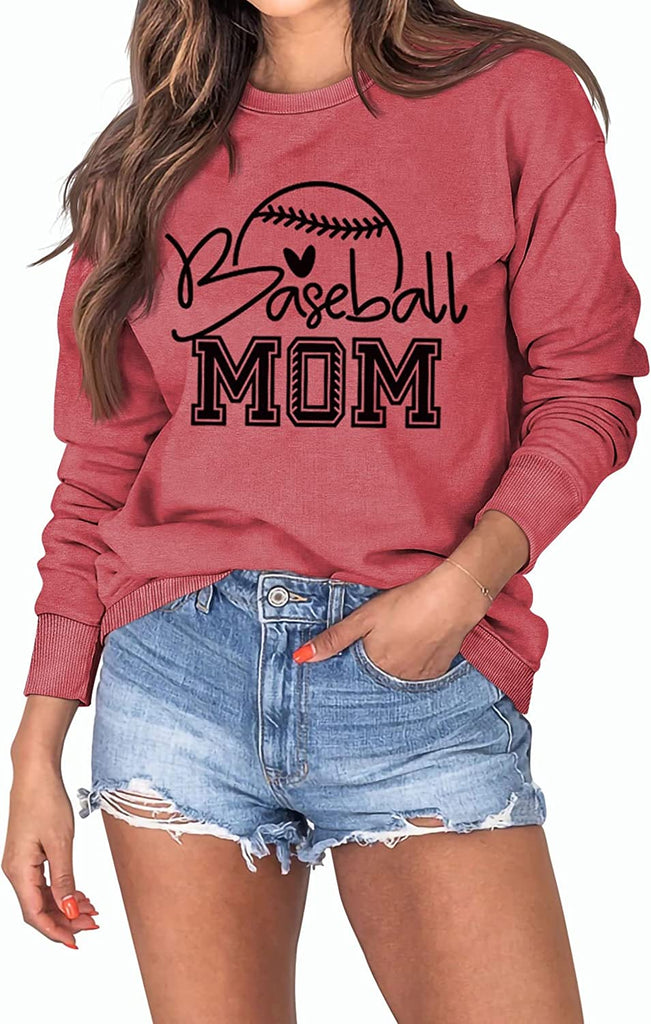 Women Baseball Mom Sweatshirt Sports Mom Gift Long Sleeve Shirt