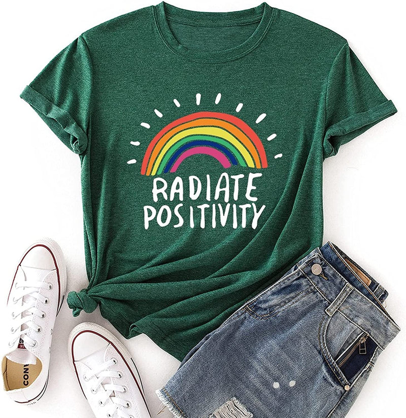 Women Radiate Positivity T-Shirt Rainbow Gift Shirt