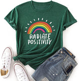 Women Radiate Positivity T-Shirt Rainbow Gift Shirt