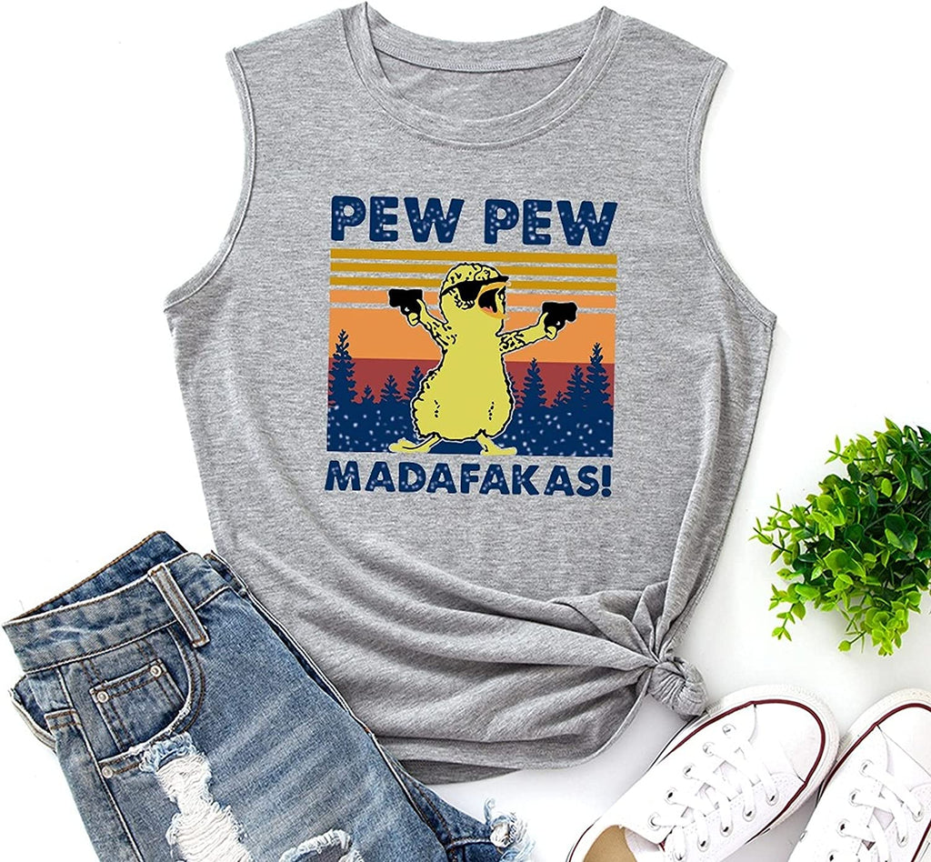 Femmes Pew Pew Madafakas Tank Funny Pew Pew Cat Shirt