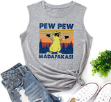 Femmes Pew Pew Madafakas Tank Funny Pew Pew Cat Shirt