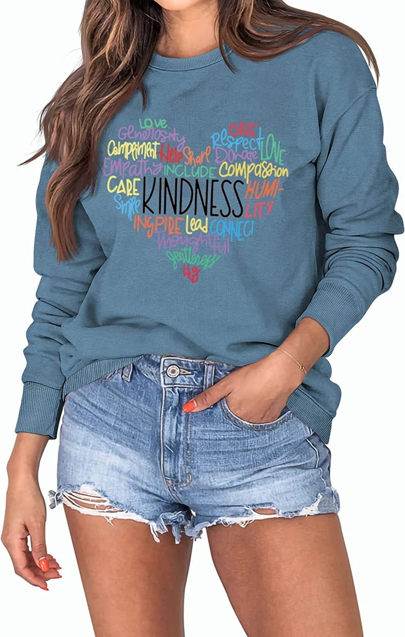 Women Kindness Love Heart Sweatshirt Long Sleeve Shirt